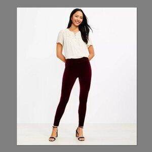 NWT! LOFT Petite Velvet Leggings Medium Color: Deepest Fig Berry Wine Burgundy